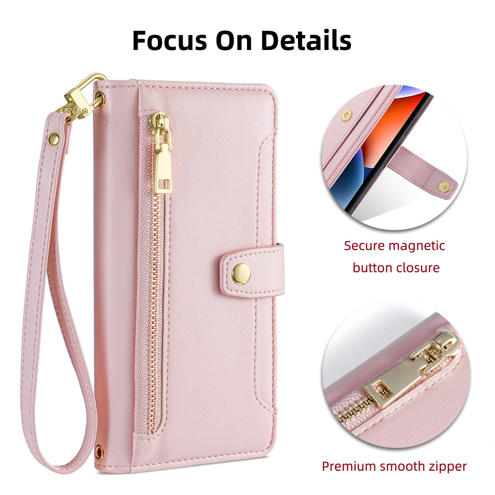 For ZTE Blade V30 Fully Wrapped PU Leather Stand Case Zipper Pocket Card Slots Flip Phone Cover with Wrist Strap and Shoulder Strap For ZTE Blade V30 Fully Wrapped PU Leather Stand Case Zipper Pocket Card Slots Flip Phone Cover with Wrist Strap and Shoulder Strap